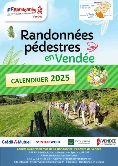 visuel calendrier 2025 des randonnées pédestres en Vendée